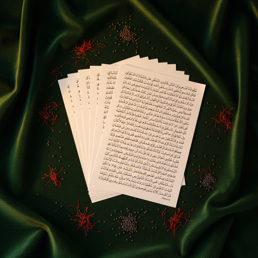 Feuilles coranisées A4 — Flat lay Sirasecrets