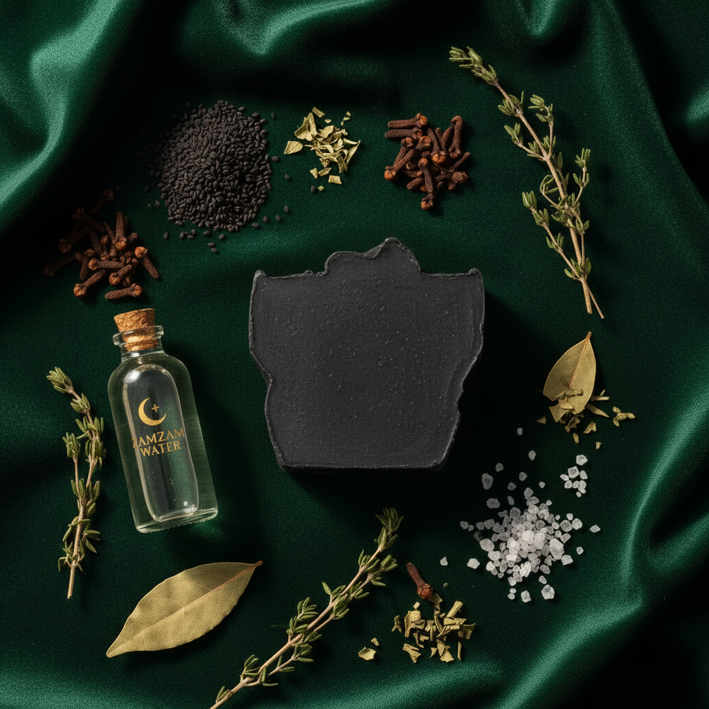 Savon de Déblocage noir — Flat lay Sirasecrets